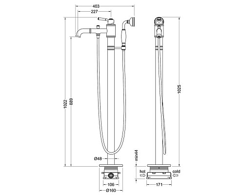 Смеситель для ванны Timo Arisa 5300/03Y-CR Черный
