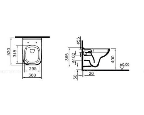 Комплект унитаза с инсталляцией Vitra S 20 9004B003-7207 с сиденьем Микролифт и клавишей смыва глянец