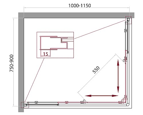 Душевой уголок BelBagno UNIQUE-AH-2-100/115-75/90-C-Cr