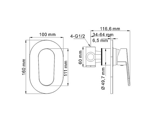Смеситель для душа WasserKRAFT 5351