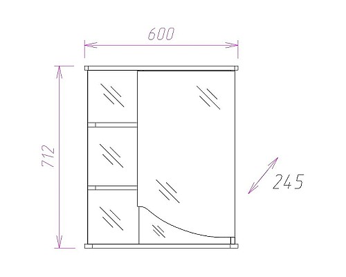 Зеркальный шкаф Onika Виола 60.01 R 206004 с подсветкой Белый