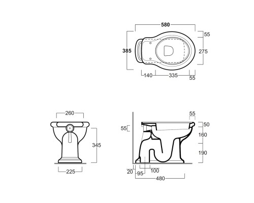 Унитаз Simas Lante LA01bi приставной без бачка и сиденья