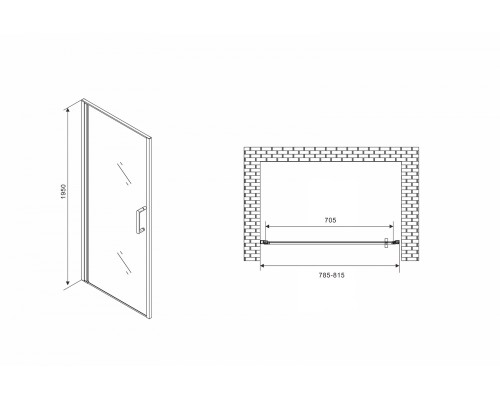 Душевая дверь Abber Sonnenstrand 80 AG04080B профиль Черный стекло прозрачное