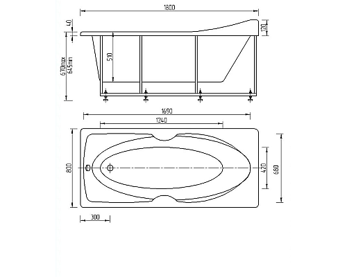Акриловая ванна Aquatek Европа 180х80 EVR180-0000041со слив-переливом