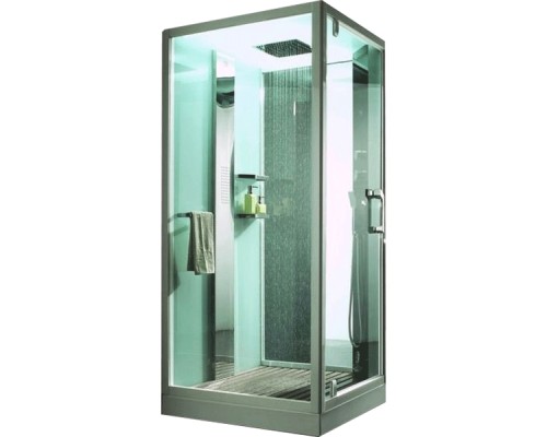 Душевая кабина Orans 100x100 L с баней профиль Белый задние стенки Белые