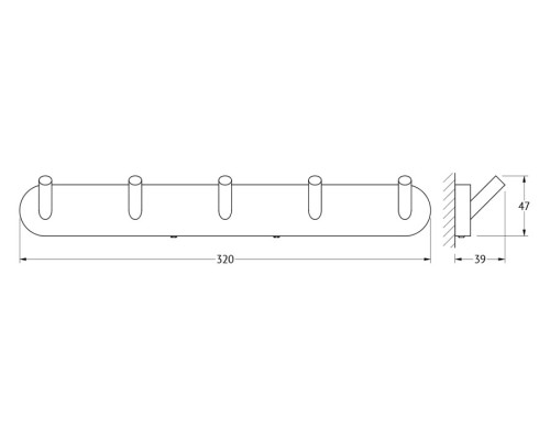 Планка с 5-ю крючками (хром) Artwelle HAR 003 32 см