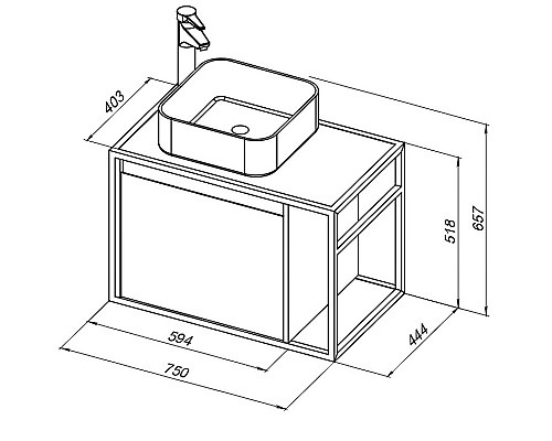 Тумба под раковину Aquanet Nova Lite Loft 75L 261658 подвесная Дуб рустикальный