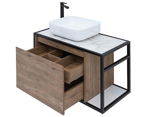 Тумба под раковину Aquanet Nova Lite Loft 75L 261658 подвесная Дуб рустикальный