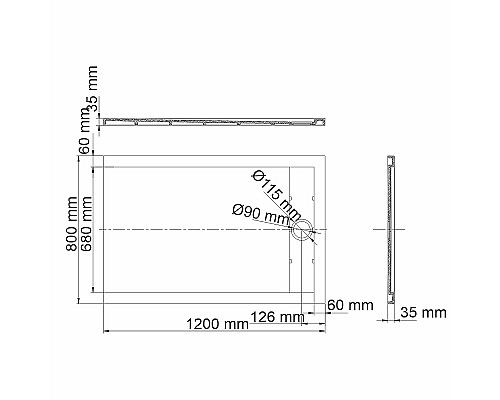 Душевой поддон из искусственного камня WasserKRAFT Wiese 120x80 84T06 Серый матовый