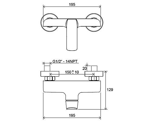 Смеситель для душа Ravak Flat FL 032.00/150 X070121 Хром