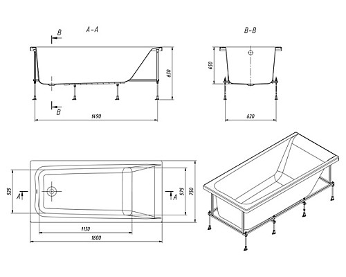 Акриловая ванна Roca Elba 160х75 248619000