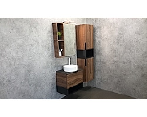 Шкаф пенал Comforty Штутгарт 40 00004151544 подвесной Дуб темно-коричневый Черный матовый