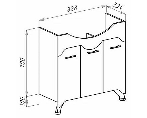 Тумба под раковину Bellezza Дрея 85 4631314000019 с бельевой корзиной Белая