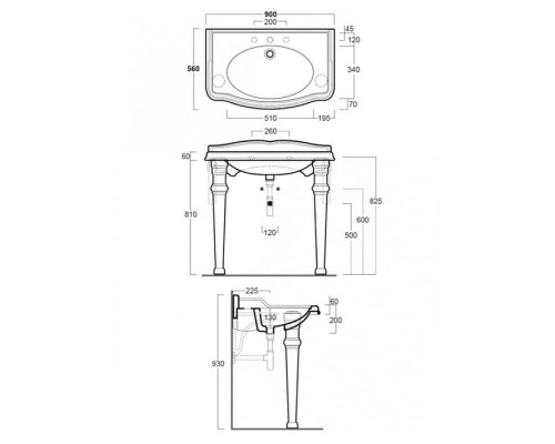 Консоль под раковину TW King TWKI3070.1сr Хром