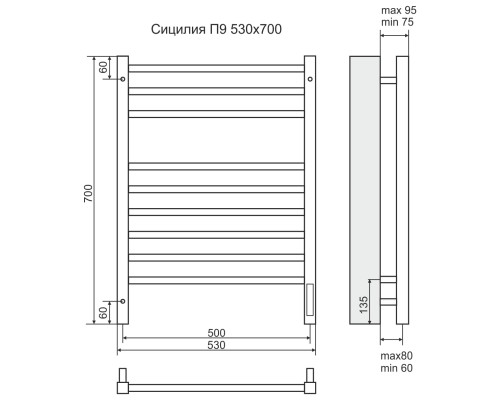 Полотенцесушитель Terminus Сицилия П9 4670078526311