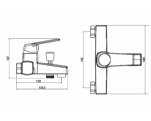 Смеситель для ванны Orange OneLife P02-100b Черный