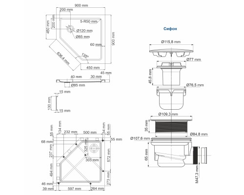 Душевой поддон WasserKRAFT 26T11