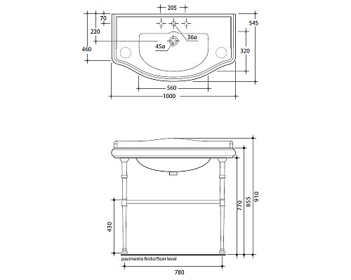 Консоль под раковину Kerasan Retro 730093 бронза