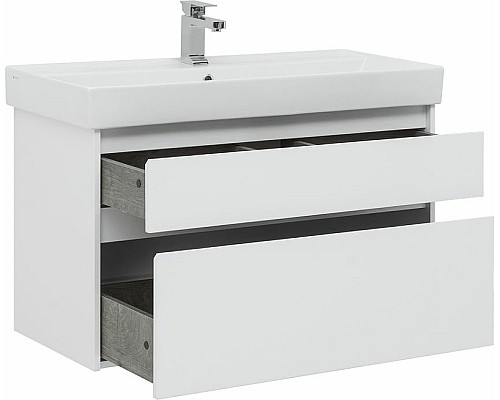 Тумба под раковину Aquanet Nova Lite Slim Synergy 100 249940 подвесная Белая глянцевая