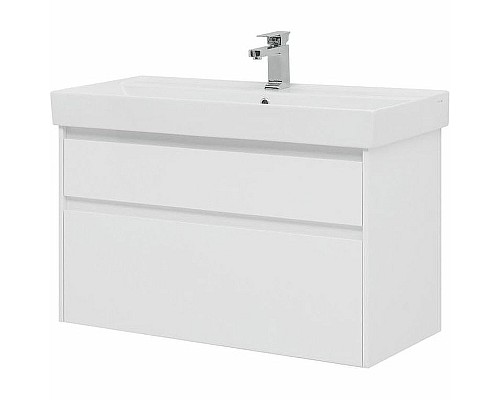 Тумба под раковину Aquanet Nova Lite Slim Synergy 100 249940 подвесная Белая глянцевая