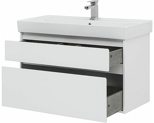 Тумба под раковину Aquanet Nova Lite Slim Synergy 100 249940 подвесная Белая глянцевая