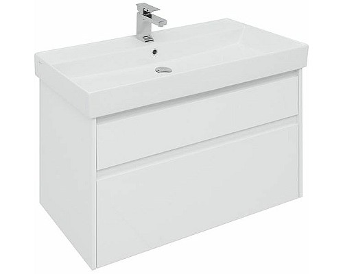 Тумба под раковину Aquanet Nova Lite Slim Synergy 100 249940 подвесная Белая глянцевая