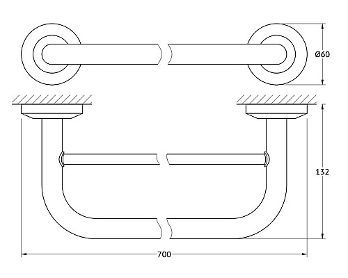 Штанга для полотенца двойная (хром) FBS STA 038 70 см