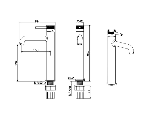 Смеситель для раковины Allen Brau Priority 5.31002-31 Черный матовый