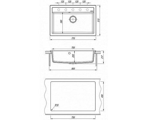 Кухонная мойка Florentina Липси-770 20.440.E0770.202 Шампань