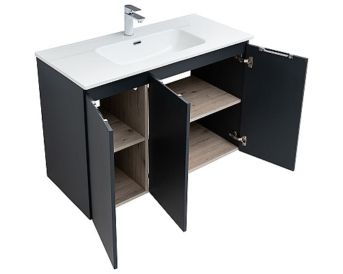 Тумба под раковину Aquanet Алвита New 100 277531 подвесная Антрацит
