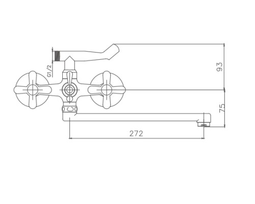 Смеситель для ванны Cron CN2125 универсальный Хром