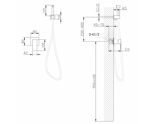 Гигиенический душ со смесителем Abber Daheim AF8225 Хром
