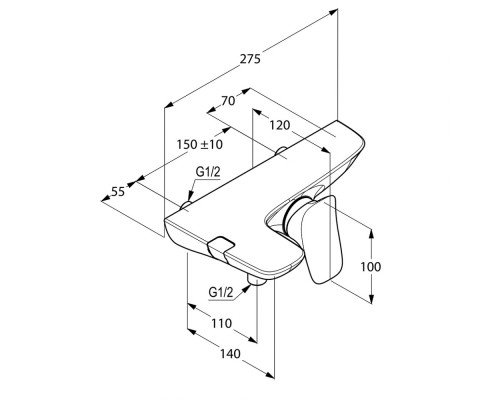 Однорычажный смеситель для ванны и душа Kludi Ambienta 534450575