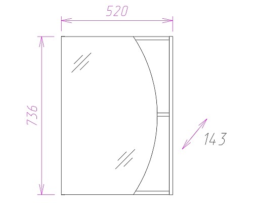 Зеркальный шкаф Onika Дуэт 52.00 205207 Венге луизиана Бодега светлый