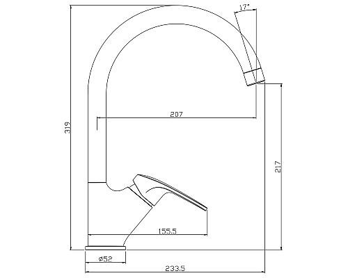 Смеситель для кухни Rossinka RS45-23 Хром