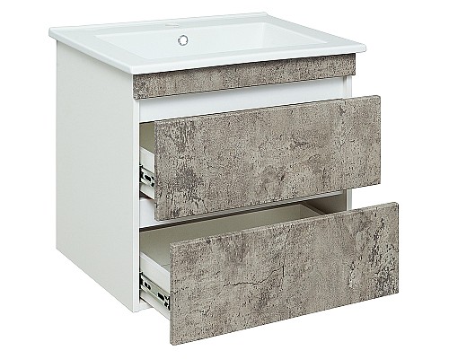 Тумба под раковину Runo Манхэттен 75 00-00001019 Серый бетон Белая