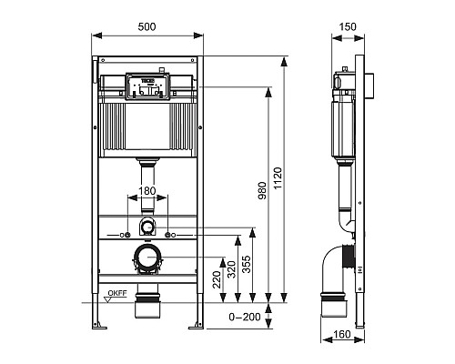 Инсталляция Tece Profil 9400412 для подвесного унитаза с кнопкой смыва Хром глянцевый