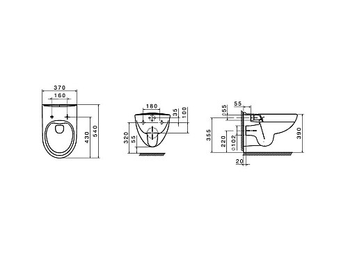 Чаша Roca Victoria подвесная 540 Rimless 34639300Y