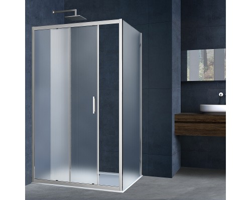 Душевой уголок Vincea Alpha 100x90 профиль Хром стекло текстурное