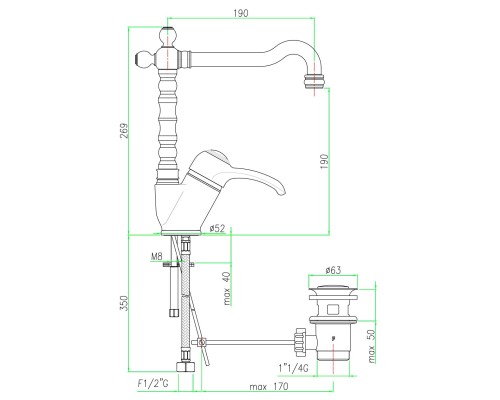 Смеситель для раковины Webert Aurora AU831702010