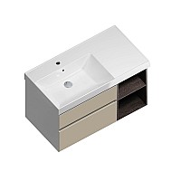 Тумба под раковину Kerama Marazzi CUBO левая подвесная с ящиками 90, Лимо матовая