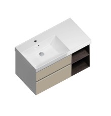Тумба под раковину Kerama Marazzi CUBO левая подвесная с ящиками 90, Лимо матовая