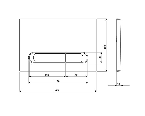 Клавиша смыва KK POL M09 350/PPS/061-00-00 Сатин