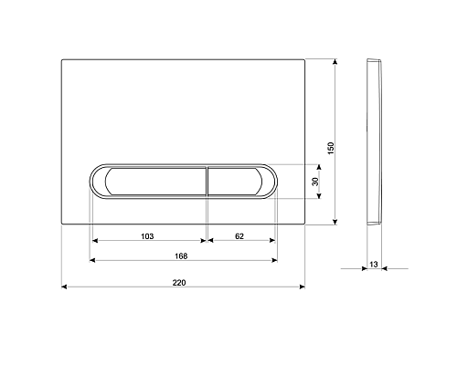 Клавиша смыва KK POL M09 350/PPS/061-00-00 Сатин