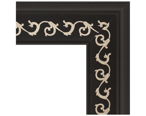 Зеркало Evoform Exclusive-G 124х55 BY 4053 с гравировкой в багетной раме - Черный ардеко 81 мм