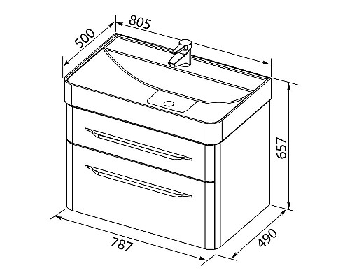 Тумба под раковину Aquanet Виченца 80 Белая 196963