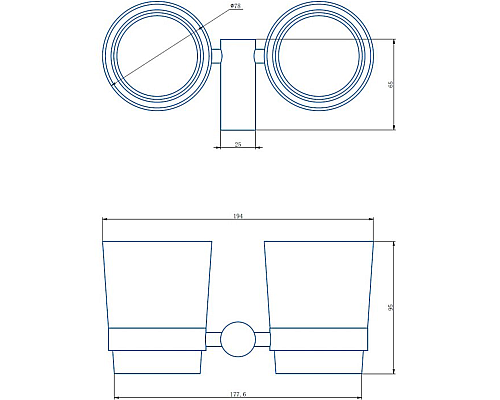 Стакан для зубных щеток Haiba HB8408-7 двойной Черный матовый