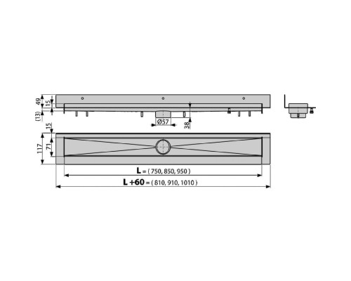 Душевой лоток Alcaplast Modular Wall APZ23-950 без решетки