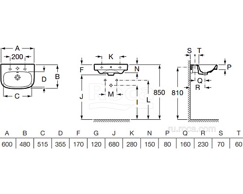 Раковина Roca Debba 60x48 32799400Y