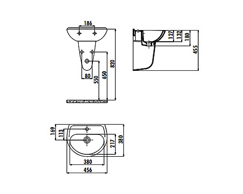 Полупьедестал Creavit Sedef SD265-00CB00E-0000 Белый